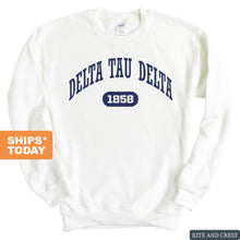 Load image into Gallery viewer, Delta Tau Delta Sweatshirt - Delt Fraternal Arch Crewneck Sweatshirt - Kite and Crest