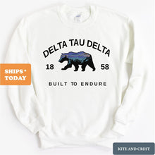 Load image into Gallery viewer, Delta Tau Delta Sweatshirt - Delt Fraternal Bear Crewneck Sweatshirt - Kite and Crest