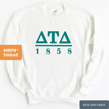 Load image into Gallery viewer, Delta Tau Delta Sweatshirt - Delt Lettered Basic Crewneck Sweatshirt - Kite and Crest