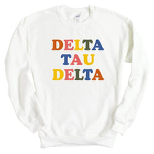 Load image into Gallery viewer, Delta Tau Delta Sweatshirt - Delt Retro Letters Crewneck Sweatshirt - Kite and Crest