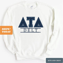Load image into Gallery viewer, Delta Tau Delta Sweatshirt - Delt Washed Letters Crewneck Sweatshirt - Kite and Crest