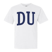 Load image into Gallery viewer, Delta Upsilon Comfort Colors T-Shirt - DU Intrinsic Lettered Shirt - Kite and Crest