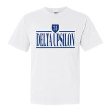 Load image into Gallery viewer, Delta Upsilon Comfort Colors T-Shirt - DU Shield Shirt - Kite and Crest