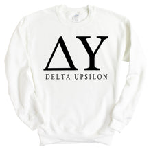 Load image into Gallery viewer, Delta Upsilon Sweatshirt - DU Block Letter Crewneck Sweatshirt - Kite and Crest
