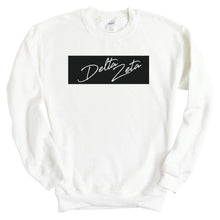 Load image into Gallery viewer, Delta Zeta Sweatshirt - Dee Zee (DZ) Black Box Crewneck Sweatshirt - Kite and Crest