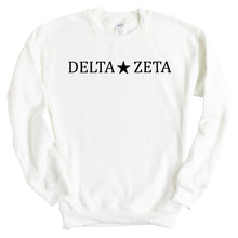 Load image into Gallery viewer, Delta Zeta Sweatshirt - Dee Zee (DZ) Black Star Crewneck Sweatshirt - Kite and Crest