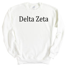 Load image into Gallery viewer, Delta Zeta Sweatshirt - Dee Zee (DZ) Black Written Crewneck Sweatshirt - Kite and Crest