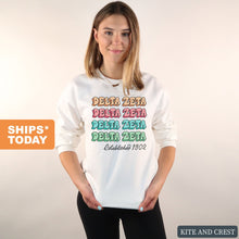 Load image into Gallery viewer, Delta Zeta Sweatshirt - Dee Zee (DZ) Stencil Crewneck Sweatshirt - Kite and Crest
