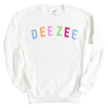 Load image into Gallery viewer, Delta Zeta Sweatshirt | DZ Rainbow Letter Crewneck Sweatshirt | Delta Zeta Sorority Gift Idea - Kite and Crest