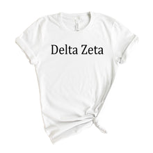 Load image into Gallery viewer, Delta Zeta T-shirt - Dee Zee (DZ) Black Written Tee - Kite and Crest