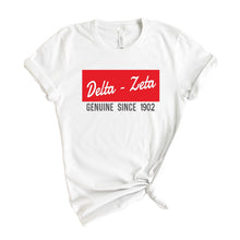 Load image into Gallery viewer, Delta Zeta T-shirt - Dee Zee (DZ) Genuine Sorority Tee - Kite and Crest