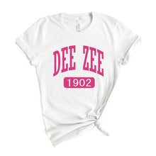 Load image into Gallery viewer, Delta Zeta T-Shirt | DZ Large Established Shirt | Delta Zeta Sorority Gift Idea - Kite and Crest
