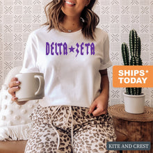 Load image into Gallery viewer, Delta Zeta T-Shirt | DZ Rock Star Shirt | Delta Zeta Sorority Gift Idea - Kite and Crest