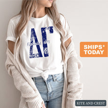 Load image into Gallery viewer, DG Delta Gamma Blue Floral Sorority T-Shirt - Kite and Crest