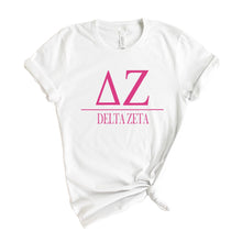 Load image into Gallery viewer, DZ Delta Zeta Big Letters Sorority T-Shirt - Kite and Crest