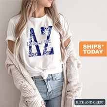 Load image into Gallery viewer, DZ Delta Zeta Blue Floral Sorority T-Shirt - Kite and Crest