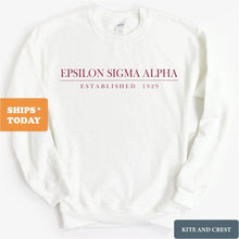 Load image into Gallery viewer, Epsilon Sigma Alpha Boyfriend Sweatshirt - Fraternity Crewneck Sweatshirt - Kite and Crest