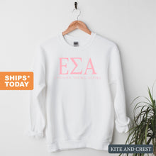Load image into Gallery viewer, Epsilon Sigma Alpha Classic Pink Letters Sweatshirt - Fraternity Crewneck Sweatshirt - Kite and Crest