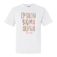 Load image into Gallery viewer, Epsilon Sigma Alpha Pastel Stencil Comfort Colors T-Shirt - Kite and Crest