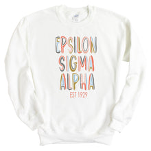 Load image into Gallery viewer, Epsilon Sigma Alpha Pastel Stencil Sweatshirt - Fraternity Crewneck Sweatshirt - Kite and Crest
