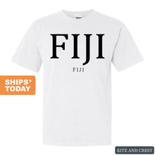 Load image into Gallery viewer, FIJI Comfort Colors T-Shirt - FIJI Block Letter Shirt - Kite and Crest