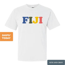 Load image into Gallery viewer, FIJI Comfort Colors T-Shirt - FIJI Retro Letters Shirt - Kite and Crest