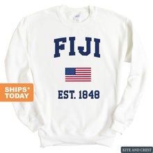 Load image into Gallery viewer, FIJI Sweatshirt - FIJI USA Flag Crewneck Sweatshirt - Kite and Crest