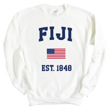 Load image into Gallery viewer, FIJI Sweatshirt - FIJI USA Flag Crewneck Sweatshirt - Kite and Crest
