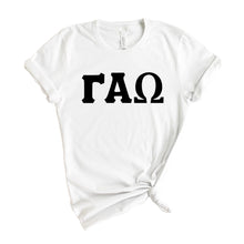 Load image into Gallery viewer, Gamma Alpha Omega Basic Black Letters T-shirt - Kite and Crest