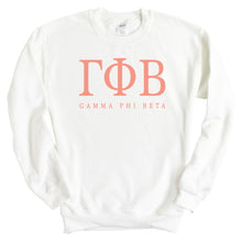Load image into Gallery viewer, Gamma Phi Beta Sweatshirt | GPHI Colored Block Letters Crewneck Sweatshirt | Gamma Phi Beta Sorority Gift Idea - Kite and Crest
