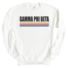 Load image into Gallery viewer, Gamma Phi Beta Sweatshirt | GPHI Colorful Stripes Crewneck Sweatshirt | Gamma Phi Beta Sorority Gift Idea - Kite and Crest