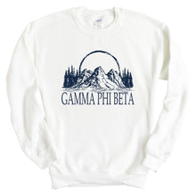 Load image into Gallery viewer, Gamma Phi Beta Sweatshirt | GPHI Epic Mountains Crewneck Sweatshirt | Gamma Phi Beta Sorority Gift Idea - Kite and Crest