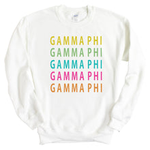 Load image into Gallery viewer, Gamma Phi Beta Sweatshirt - GPHI (Gamma Phi) Modern Stacked Crewneck Sweatshirt - Kite and Crest
