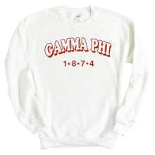 Load image into Gallery viewer, Gamma Phi Beta Sweatshirt - GPHI (Gamma Phi) Red Arch Crewneck Sweatshirt - Kite and Crest