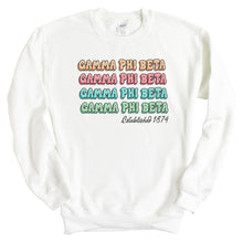 Load image into Gallery viewer, Gamma Phi Beta Sweatshirt - GPHI (Gamma Phi) Stencil Crewneck Sweatshirt - Kite and Crest