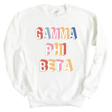 Load image into Gallery viewer, Gamma Phi Beta Sweatshirt | GPHI Retro Crewneck Sweatshirt | Gamma Phi Beta Sorority Gift Idea - Kite and Crest