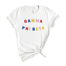 Load image into Gallery viewer, Gamma Phi Beta T-Shirt | GPHI Circular Colorful Shirt | Gamma Phi Beta Sorority Gift Idea - Kite and Crest