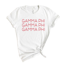 Load image into Gallery viewer, Gamma Phi Beta T-Shirt | GPHI Red and Stacked Shirt | Gamma Phi Beta Sorority Gift Idea - Kite and Crest