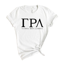 Load image into Gallery viewer, Gamma Rho Lambda Block Letter T-shirt - Kite and Crest