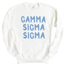 Load image into Gallery viewer, Gamma Sigma Sigma Blue Bubble Letters Crewneck Sweatshirt - Kite and Crest