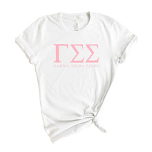 Load image into Gallery viewer, Gamma Sigma Sigma Pink Letter T-shirt - Kite and Crest