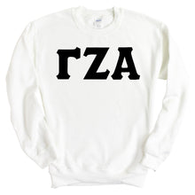 Load image into Gallery viewer, Gamma Zeta Alpha Basic Black Letters Sweatshirt - Fraternity Crewneck Sweatshirt - Kite and Crest