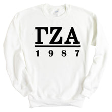 Load image into Gallery viewer, Gamma Zeta Alpha Black Letter Sweatshirt - Fraternity Crewneck Sweatshirt - Kite and Crest