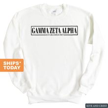 Load image into Gallery viewer, Gamma Zeta Alpha Fraternal Block Sweatshirt - Fraternity Crewneck Sweatshirt - Kite and Crest