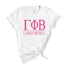 Load image into Gallery viewer, GPHI Gamma Phi Beta Big Letters Sorority T-Shirt - Kite and Crest
