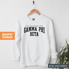 Load image into Gallery viewer, GPHI Gamma Phi Beta Established Sorority Crewneck Sweatshirt - Kite and Crest