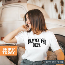 Load image into Gallery viewer, GPHI Gamma Phi Beta Established Sorority T-Shirt - Kite and Crest