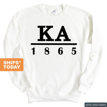Load image into Gallery viewer, Kappa Alpha Order Sweatshirt - KA Black Letters Crewneck Sweatshirt - Kite and Crest
