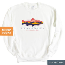 Load image into Gallery viewer, Kappa Alpha Order Sweatshirt - KA Fishing Crewneck Sweatshirt - Kite and Crest