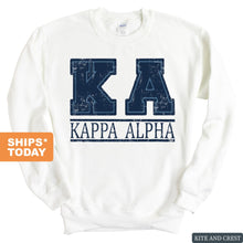 Load image into Gallery viewer, Kappa Alpha Order Sweatshirt - KA Washed Letters Crewneck Sweatshirt - Kite and Crest